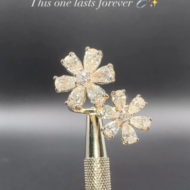 Flowers you wear forever — 2.98 CT lab diamonds in 14K yellow gold